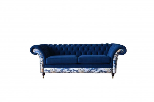 Chesterfield Royal Blue Aksamit Couch Podkładka Siedziba Lounge Sofy Kanapy