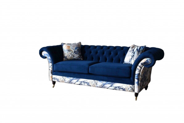 Chesterfield Royal Blue Aksamit Couch Podkładka Siedziba Lounge Sofy Kanapy