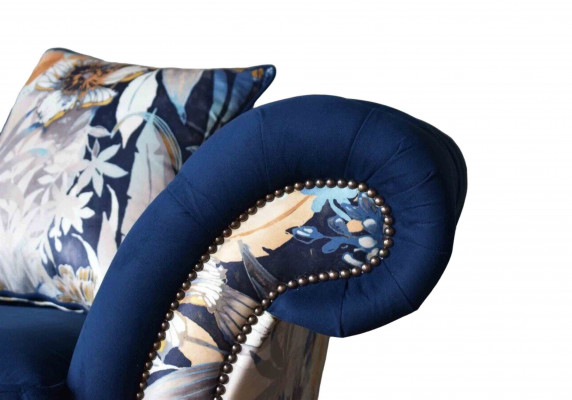 Chesterfield Royal Blue Aksamit Couch Podkładka Siedziba Lounge Sofy Kanapy
