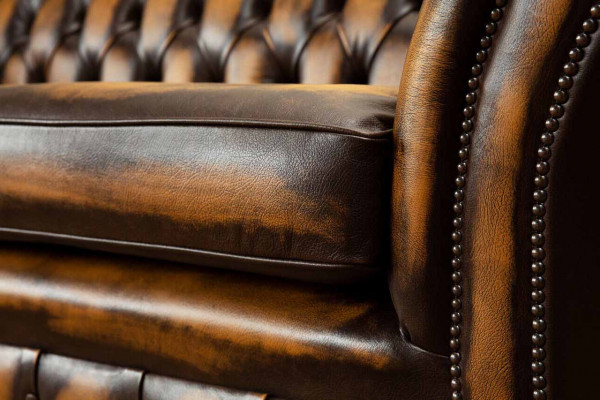 Brązowa Sofa 3 miejsce do siedzenia Couch design Chesterfield Podkładka Siedziba Skóra Nowość