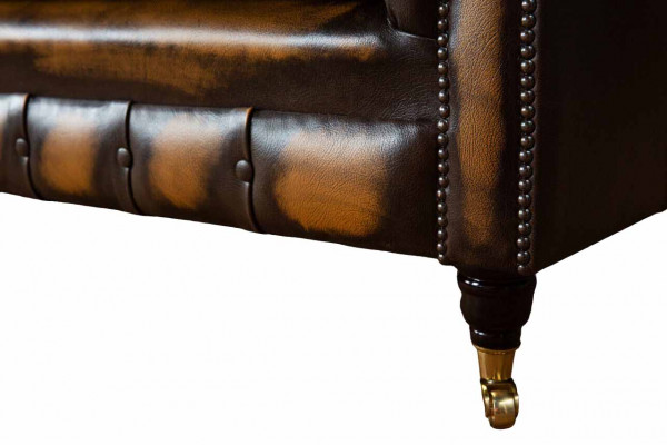 Brązowa Sofa 3 miejsce do siedzenia Couch design Chesterfield Podkładka Siedziba Skóra Nowość
