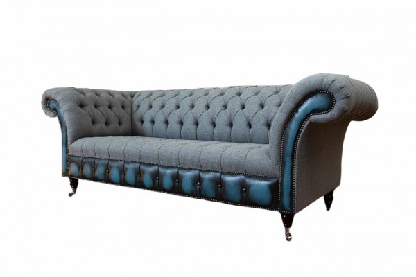 Sofa Chesterfield Podkładka Designerskie Kanapy Sofy Ustawić Trzyosobową Szarą