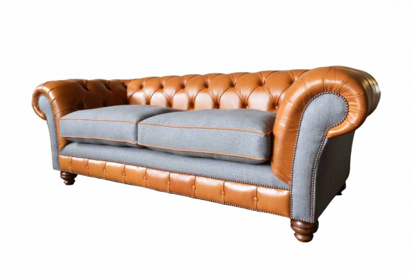 Luksusowa sofa ze sztucznej skóry w Chesterfield z 3 miejscami do siedzenia, trzyosobowa sofa