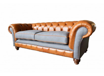 Luksusowa sofa ze sztucznej skóry w Chesterfield z 3 miejscami do siedzenia, trzyosobowa sofa