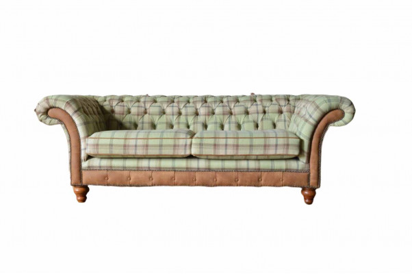 Luksusowa designerska sofa w stylu Chesterfield z trzema siedziskami
