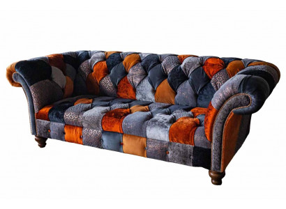 Chesterfield 3 miejsce siedzące Sofa Kanapa Włókienniczy Aksamit Luxury Podkładka Siedziba Big Aksamit