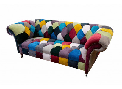 Sofa Chesterfield Podkładka Design Wielobarwna Siedziba Włókienniczy Couch Living Room