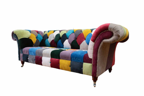 Sofa Chesterfield Podkładka Design Wielobarwna Siedziba Włókienniczy Couch Living Room