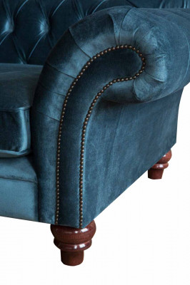 Turkis Sofa Luxury Włókienniczy Chesterfield Couch Sofas Blue Podkładka miejsca siedzącego Design