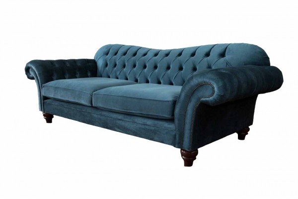 Turkis Sofa Luxury Włókienniczy Chesterfield Couch Sofas Blue Podkładka miejsca siedzącego Design
