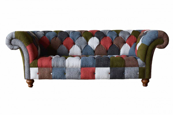 Chesterfield Couch 3 miejsce do siedzenia Podkładka Siedziba Włókienniczy Material Multicolor Sofa