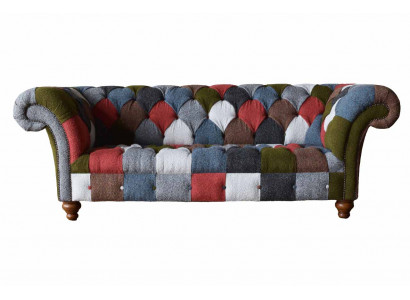 Chesterfield Couch 3 miejsce do siedzenia Podkładka Siedziba Włókienniczy Material Multicolor Sofa