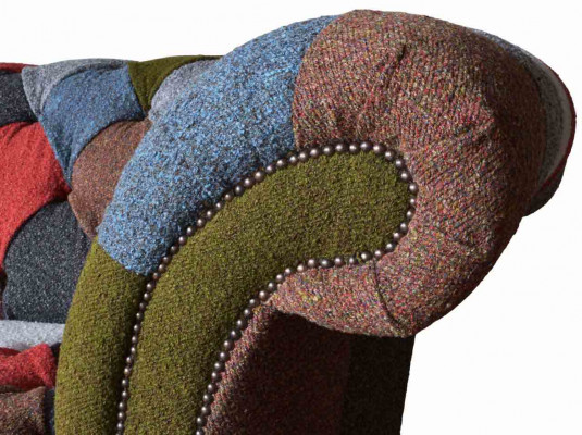 Chesterfield Couch 3 miejsce do siedzenia Podkładka Siedziba Włókienniczy Material Multicolor Sofa