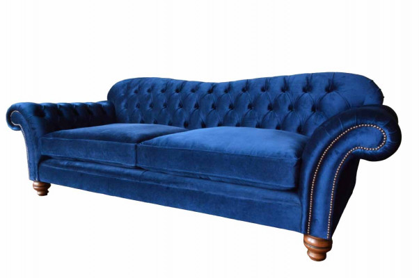 Sofa trzyosobowa 3 miejsce do siedzenia sofy niebieska materiałowa salon luksus siedziba xxl duża