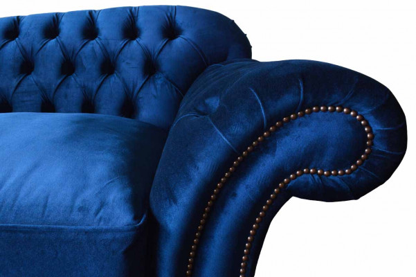 Sofa trzyosobowa 3 miejsce do siedzenia sofy niebieska materiałowa salon luksus siedziba xxl duża