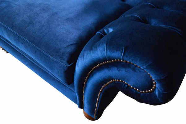 Sofa trzyosobowa 3 miejsce do siedzenia sofy niebieska materiałowa salon luksus siedziba xxl duża