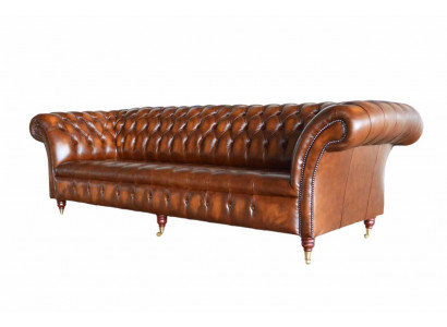 Sofa 4 miejsce do siedzenia Chesterfield Design Luksusowa Sofa Podkładka Couch New Brown