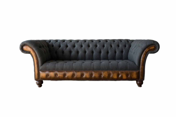 Design Czarna Sofa 3 miejsce do siedzenia Chesterfield Material Couch Sofa Podkładka Nowość