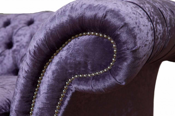 Sofa trzyosobowa Chesterfield 3 miejsce do siedzenia sofa do salonu fioletowa materiałowa kanapa