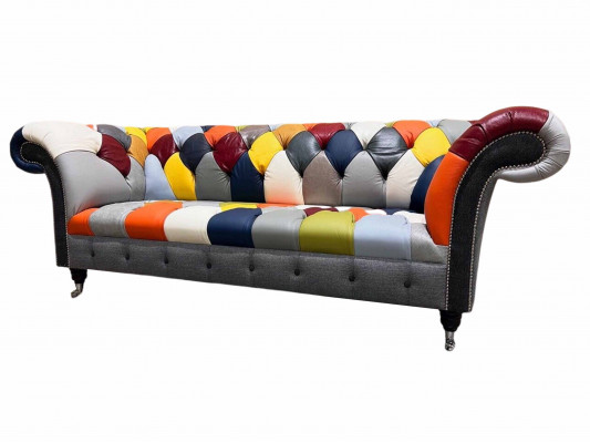 Chesterfield 3 miejsce do siedzenia Material Design Couch Podkładka Włókienniczy Modern Sofa Nowość