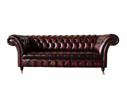 Chesterfield Skóra Sofa 3 miejsce do siedzenia Brown Designer Couch Luxury Podkładka Nowość
