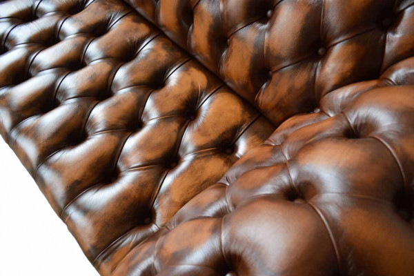 Chesterfield 3 miejsce do siedzenia Sofa Skórzana Sofa Kanapa Podkładka Siedziba Brown Sofy Nowość