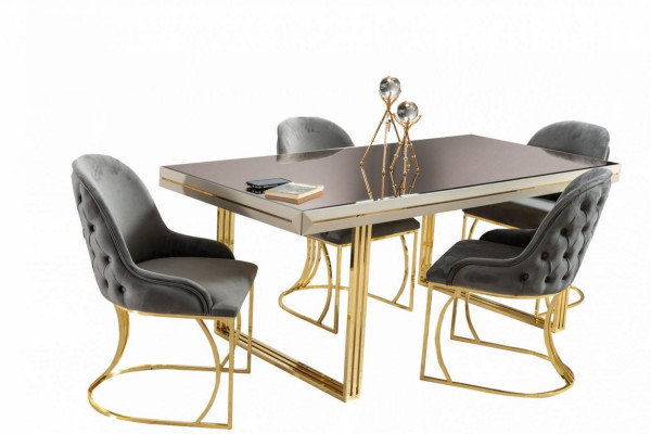 Jadalnia grupowa jadalnia meble do jadalni Stół obiadowy Krzesła zestaw 7 sztuk szary luksusowy