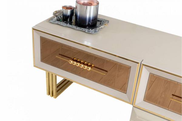 Jednostka ścienna RTV Komoda Szafka RTV Szafka Ścienna Beżowa Nowoczesna