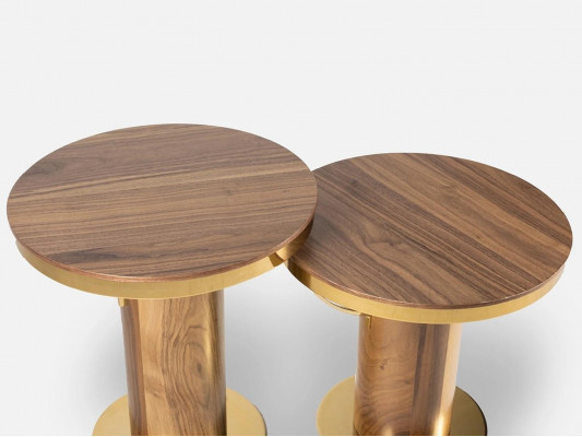 2x Okrągły stolik kawowy do salonu w kolorze brązowym, nowoczesny design