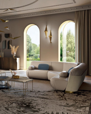 Narożnikowa kanapa Sofa Tapicerowana w kształcie litery L Sofy Sofy Salon Meble Włochy Bizzotto