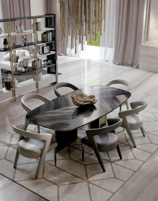Luksusowy Stół obiadowy Designerski Tabela Marmur Solidne drewno jadalnia Bizzotto Italian