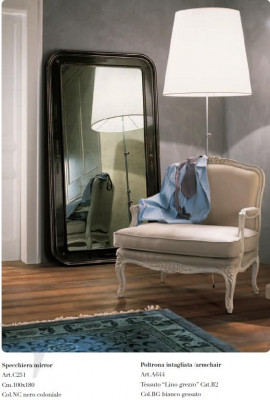 Pokój dzienny Krzesło 1 miejsce do siedzenia Fotel Drewno Luxury Class Meble Design Lustro 2szt Nowe