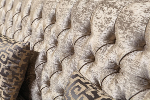 Zestaw sof Chesterfield beżowy 4+3 miejsce do siedzenia Stylowy zestaw foteli designerskich