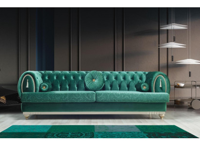 Nowoczesna Sofa 3-osobowa Zielona Sofa Luksusowa Sofa Do Salonu Drewniana Rama
