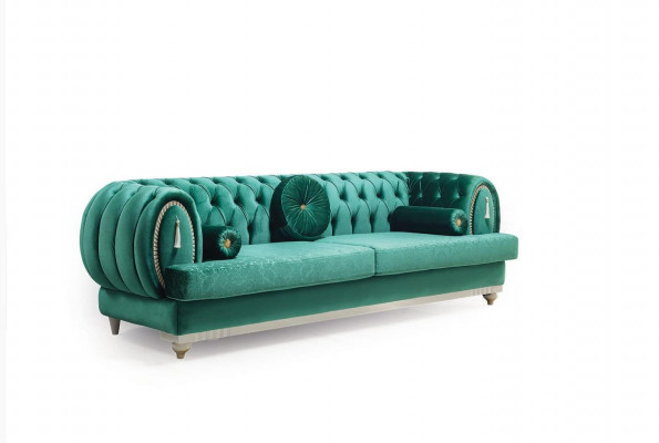 Nowoczesna Sofa 3-osobowa Zielona Sofa Luksusowa Sofa Do Salonu Drewniana Rama