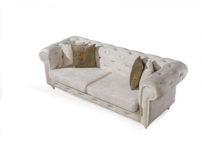 Biała 2-miejsce do siedzenia designerska sofa Chesterfield luksusowa 2-osobowa kanapa do salonu