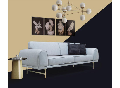 Szara Nowoczesna 3-miejsce siedzące Designerska Sofa Do Salonu Luksusowa Sofa Tapicerowana