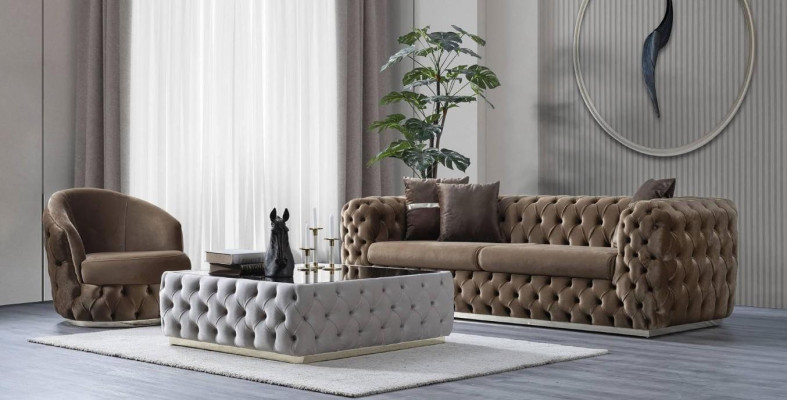 Designerski zestaw do salonu 3 + 1 miejsce do siedzenia Meble Luxury I Nowoczesny zestaw 2 sztuki