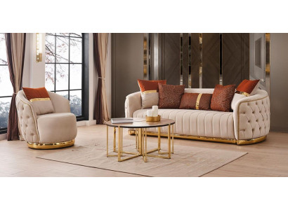 Zestaw 2-częściowy do salonu Zestaw sofowy trzyosobowa sofa kanapa nowoczesny Fotel Włókienniczy