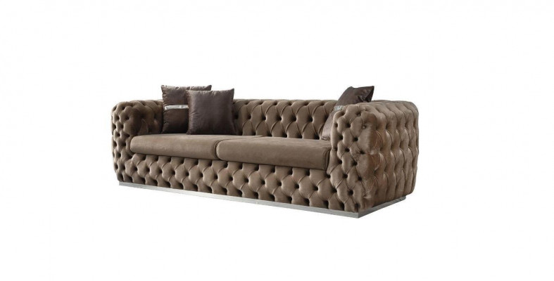Sofa 3 miejsce do siedzenia Sofa tapicerowana brązowa Włókienniczy Siedziba Design Couch Modern Chesterfield