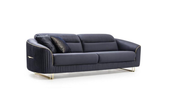 Sofa 3 miejsce do siedzenia sofa tapicerowana niebieska Włókienniczy Siedziba Design Couch Modern New