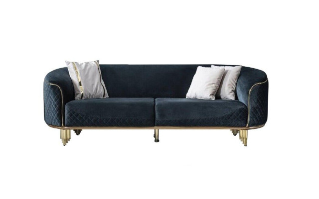 Nowoczesna Nowa Sofa 3 miejsce do siedzenia Sofa Tapicerowana Niebieska Włókienniczy Siedziba Design Couch