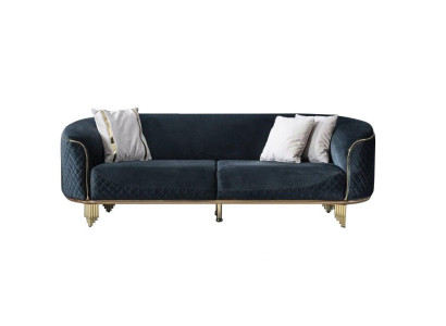 Nowoczesna Nowa Sofa 3 miejsce do siedzenia Sofa Tapicerowana Niebieska Włókienniczy Siedziba Design Couch