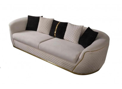 Sofa 3 miejsce do siedzenia Design Sofy Podkładka Biały Włókienniczy Relaks Modern 235cm