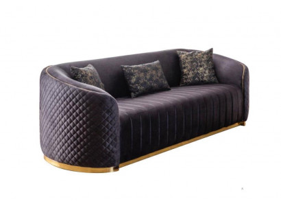 Sofa Luksusowy Salon Nowoczesny Trzyosobowy Meble Czarny 3 miejsce do siedzenia Drewno Włókiennicze