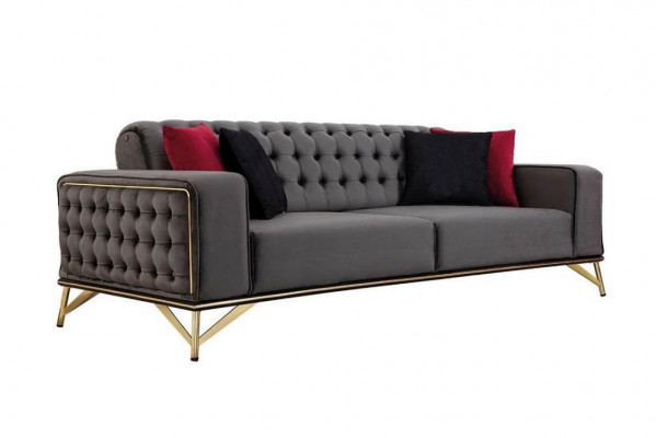 Designerska Sofa 3 miejsce do siedzenia Chesterfield Couch Podkładka Sofas Design Brown