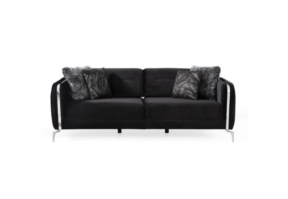 Designerska Sofa 3 miejsce do siedzenia duża Kanapa Podkładka Sofy Design Czarny Aksamit Meble