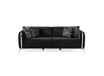 Designerska Sofa 3 miejsce do siedzenia duża Kanapa Podkładka Sofy Design Czarny Aksamit Meble