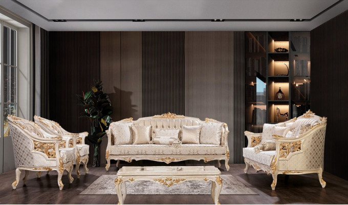 Luksusowa Sofa Chesterfield Zestaw sofowy 3+3+1+1osobowa Designerska Grupa 4-częściowa. Nowy