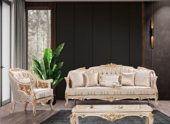 Luksusowy Zestaw Sofowy Chesterfield 3+1-osobowa Klasyczna Sofa Barokowa Podkładka Siedziba